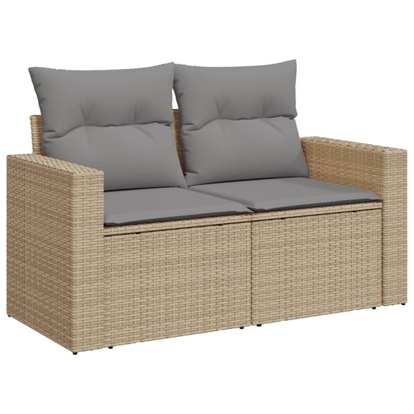 vidaXL havesofasæt 5 dele med hynder polyrattan beige