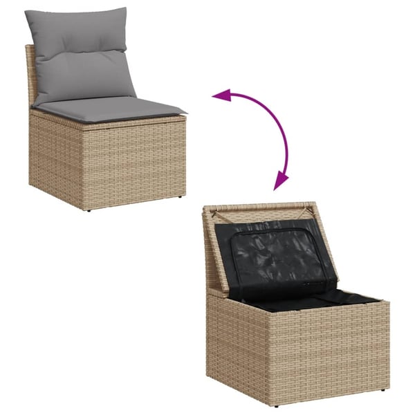 vidaXL havesofasæt 6 dele med hynder polyrattan beige