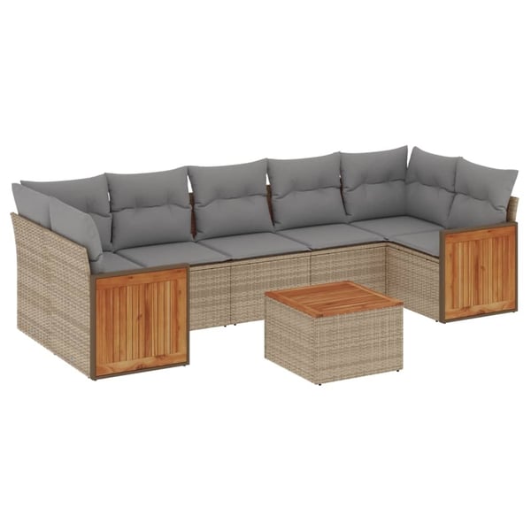 vidaXL sofasæt til haven 8 dele med hynder polyrattan beige