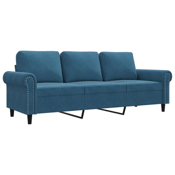 vidaXL 3-sitssoffa blå 180 cm sammet