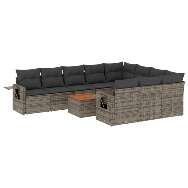 vidaXL sofasæt til haven 11 dele med hynder polyrattan sort