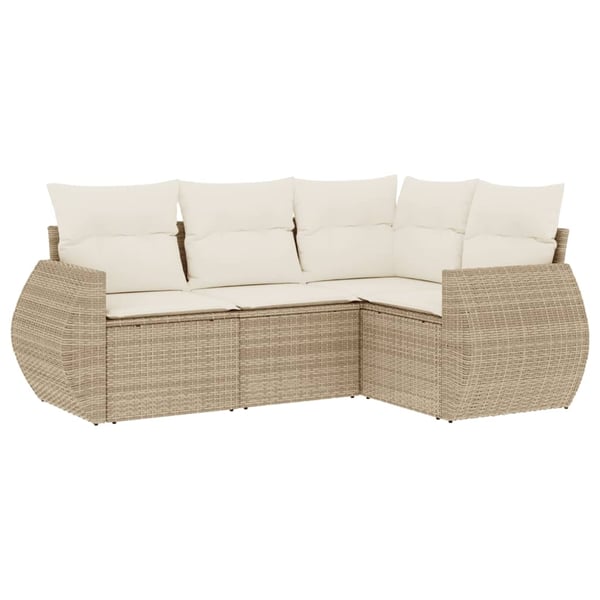 vidaXL sofasæt til haven 4 dele med hynder polyrattan beige