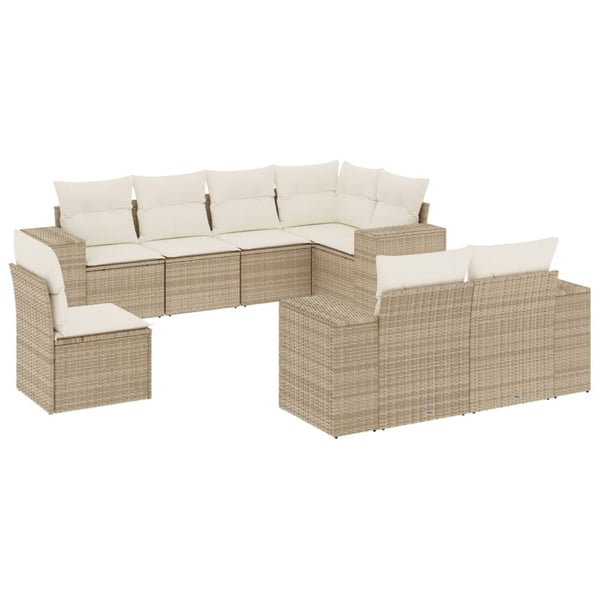 vidaXL sofasæt til haven 8 dele med hynder polyrattan beige