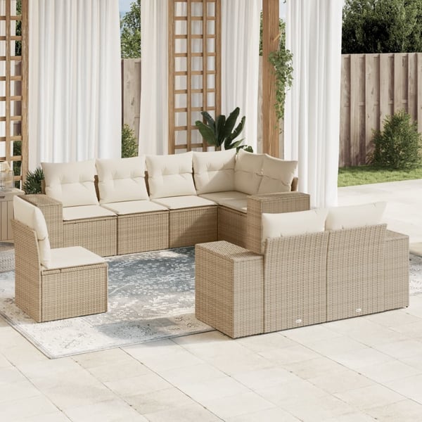 vidaXL sofasæt til haven 8 dele med hynder polyrattan beige