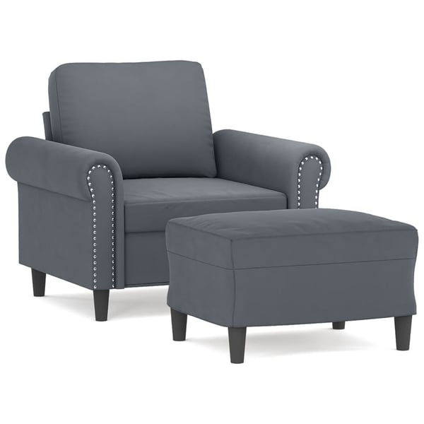 vidaXL sofastol med fodskammel 60 cm velour mørkegrå