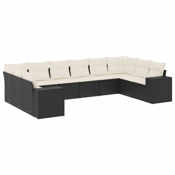 vidaXL Loungegrupp 10 delar med svarta dynor konstrotting