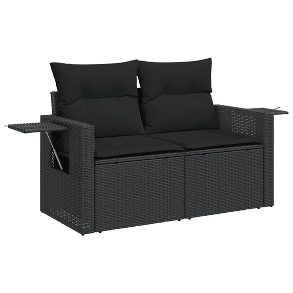 vidaXL sofasæt til haven 14 dele med hynder polyrattan sort
