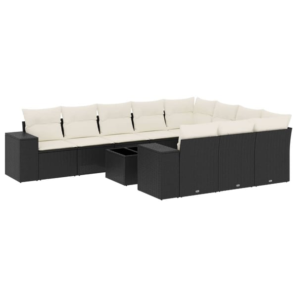 vidaXL sofasæt til haven 11 dele med hynder polyrattan sort