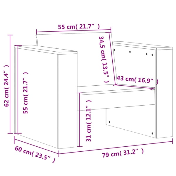 vidaXL Puutarhansohva 79x60x62 cm kyllästetty mänty