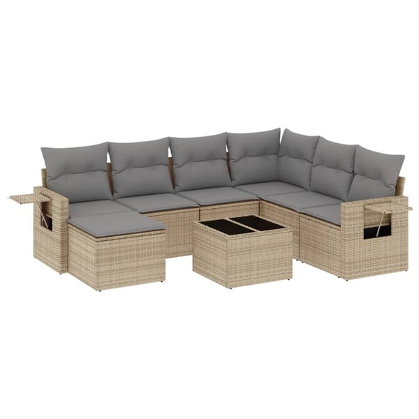 vidaXL sofasæt til haven 8 dele med hynder polyrattan beige