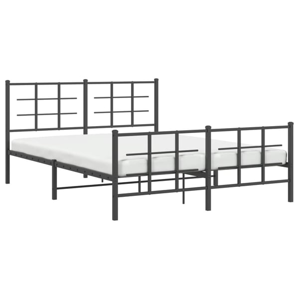 vidaXL Sengeramme i metall med hode- og fotgavl svart 150x200 cm