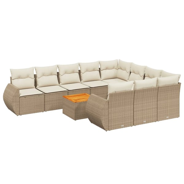 vidaXL sofasæt til haven 11 dele med hynder polyrattan beige