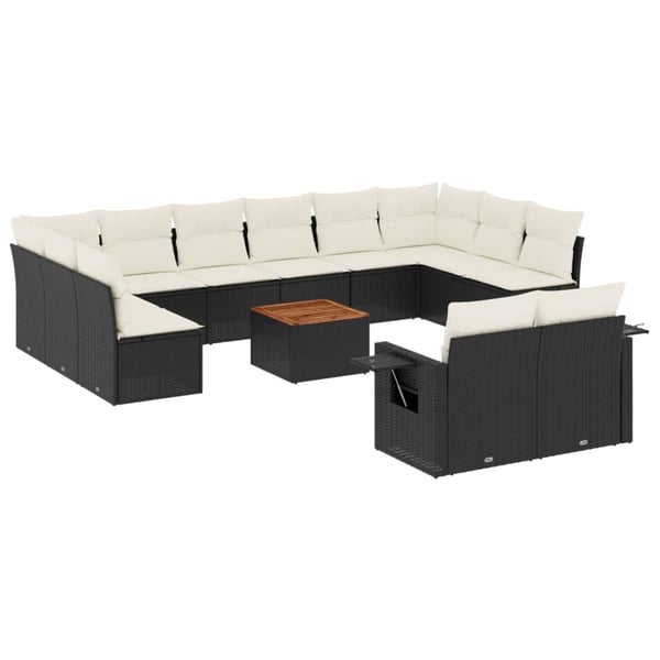 vidaXL sofasæt til haven 13 dele med hynder polyrattan sort