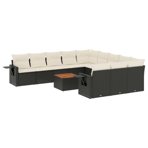 vidaXL Loungegrupp med dynor 12 delar svart konstrotting