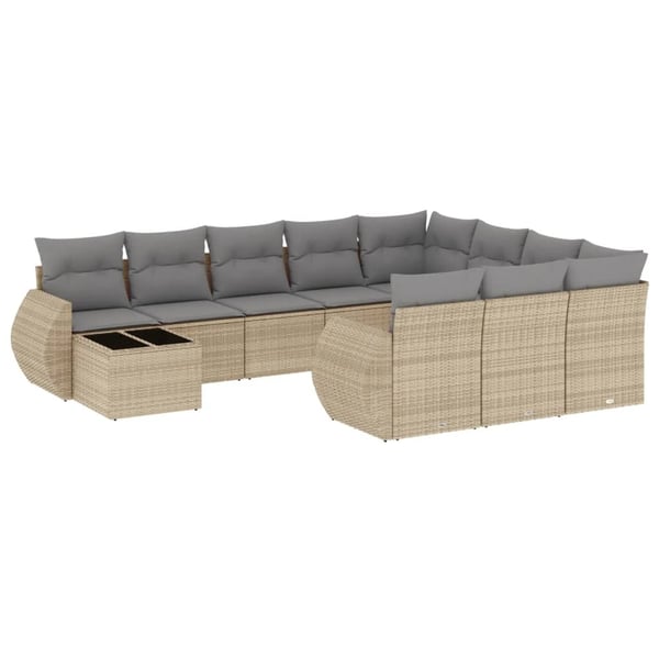 vidaXL sofasæt til haven 11 dele med hynder polyrattan beige