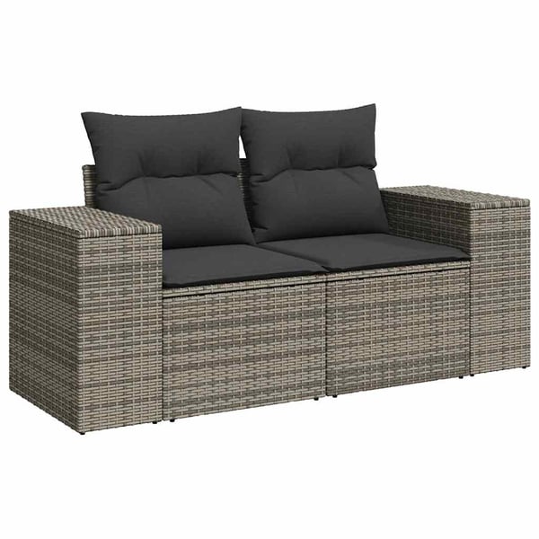 vidaXL sofaesæt til haven 7 dele med hynder polyrattan grå