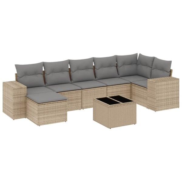 vidaXL sofasæt til haven 8 dele med hynder polyrattan beige