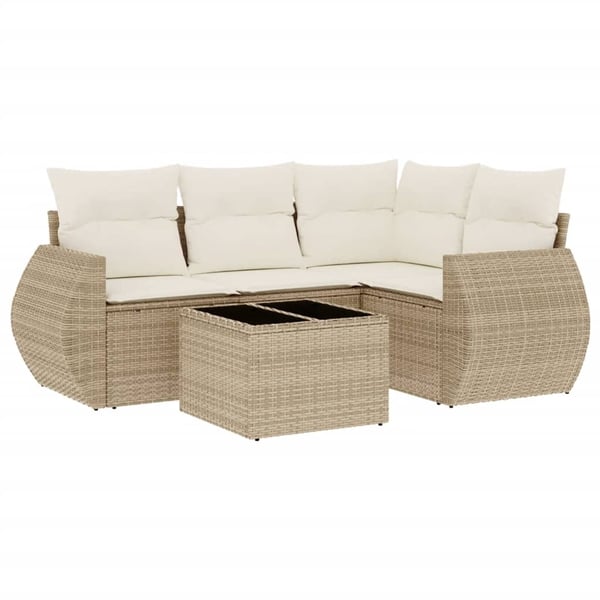 vidaXL sofasæt til haven 5 dele med hynder polyrattan beige