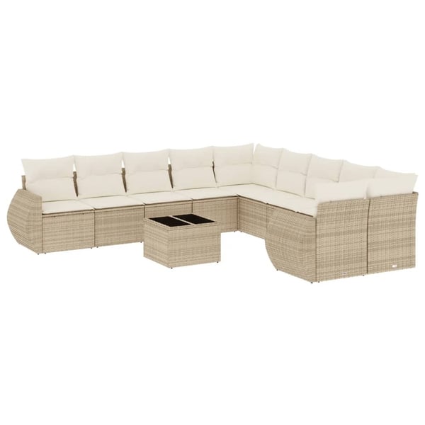 vidaXL sofasæt til haven 11 dele med hynder polyrattan beige