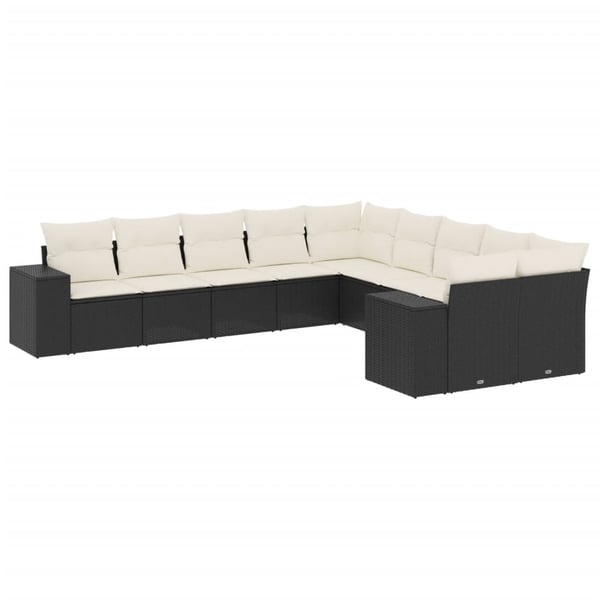 vidaXL Loungegrupp 10 delar med svarta dynor konstrotting