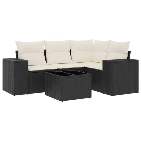 vidaXL sofasæt til haven 5 dele med hynder polyrattan sort