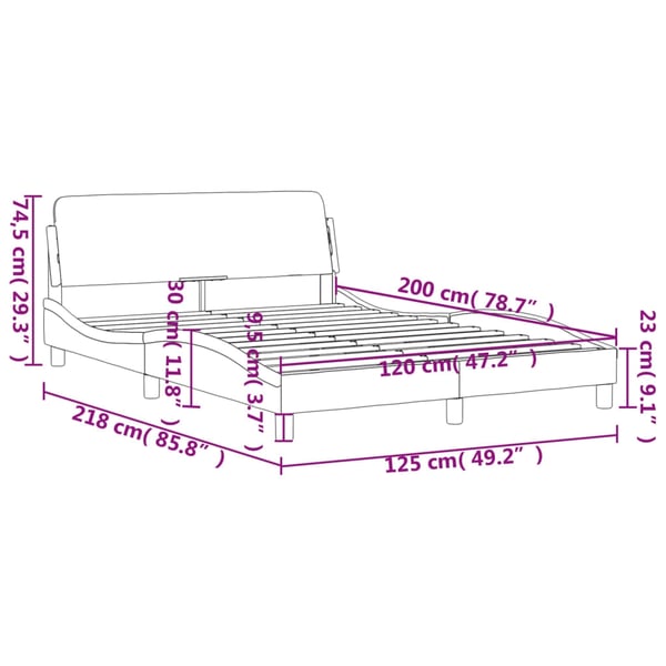 vidaXL sengeramme Dover 120x200 cm kunstlæder sort og hvid