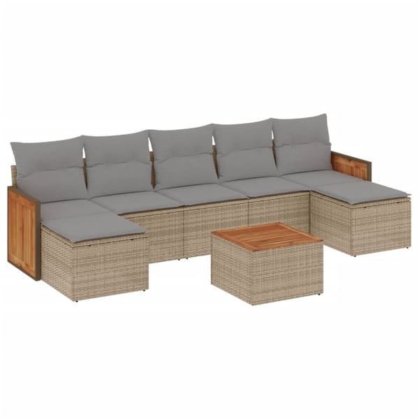 vidaXL sofasæt til haven 8 dele med hynder polyrattan beige