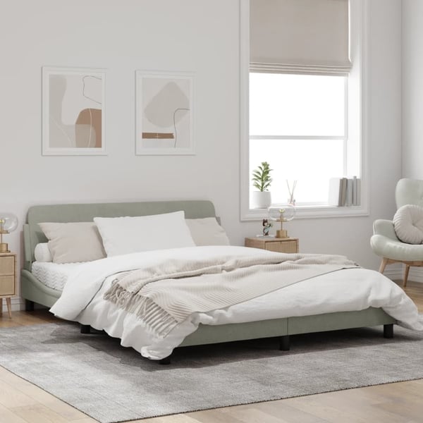 vidaXL sengeramme Dover Lysegrå 160x200 cm Fløjl