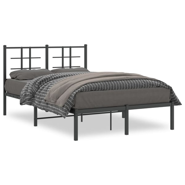 vidaXL Sengeramme i metall med hodegavl svart 120x190 cm