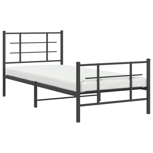 vidaXL Sengeramme i metall med hode- og fotgavl svart 90x200 cm