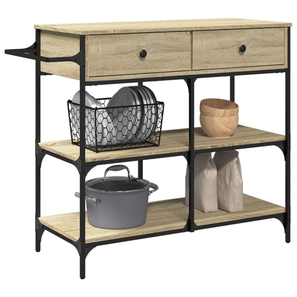 vidaXL køkkenvogn 105x42x95 cm konstrueret træ sonoma-eg