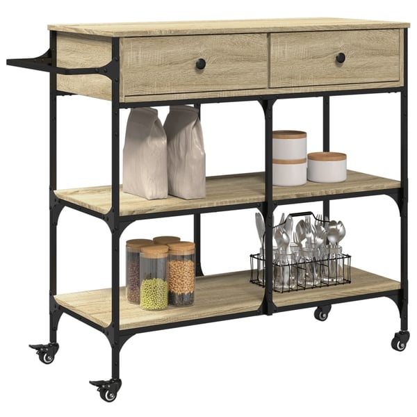 vidaXL køkkenvogn 105x42x95 cm konstrueret træ sonoma-eg