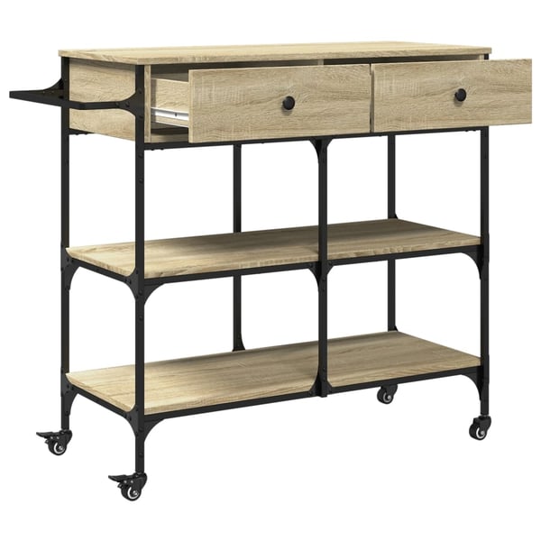 vidaXL køkkenvogn 105x42x95 cm konstrueret træ sonoma-eg
