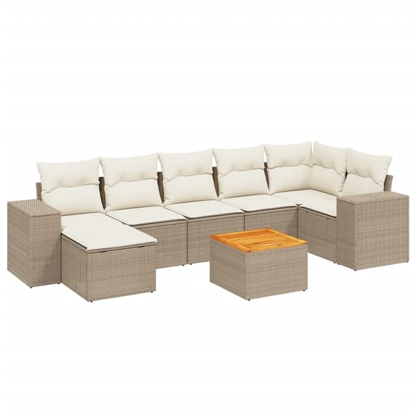 vidaXL sofasæt til haven 8 dele med hynder polyrattan beige