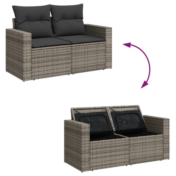 vidaXL sofasæt til haven 9 dele med hynder polyrattan grå