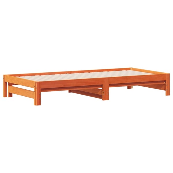 vidaXL Uttrekkbar dagseng voksbrun 90x200 cm heltre furu