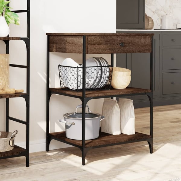 vidaXL Kjøkkentralle brun eik 60x48x89,5 cm konstruert tre