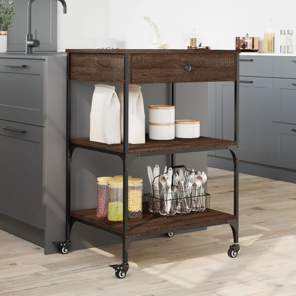 vidaXL Kjøkkentralle brun eik 60x48x89,5 cm konstruert tre