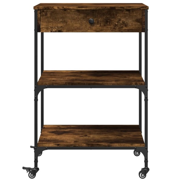 vidaXL køkkenvogn 60x48x89,5 cm konstrueret træ røget egetræsfarve