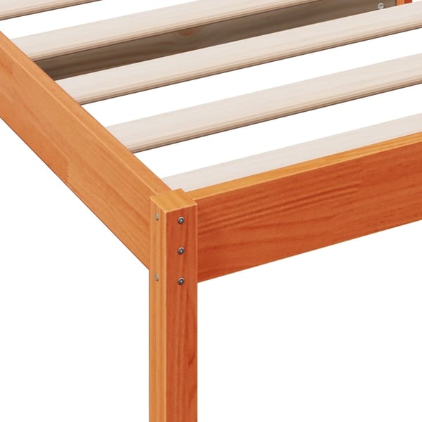 vidaXL Seng med madrass voksbrun 90x200 cm heltre furu