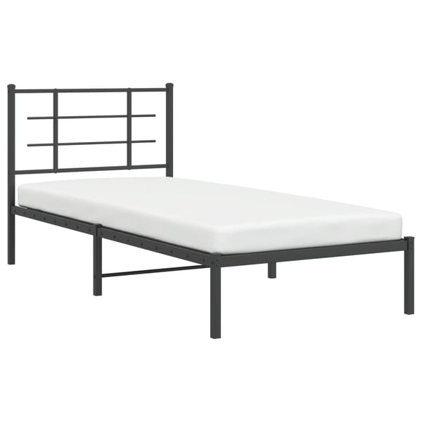 vidaXL Sengeramme i metall med hodegavl svart 90x200 cm