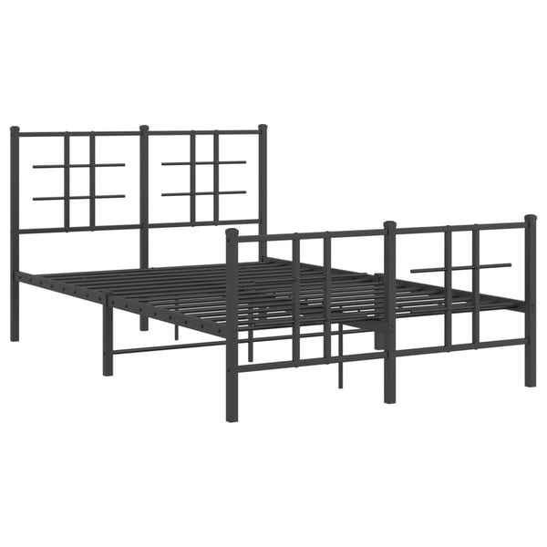 vidaXL Sengeramme i metall med hode- og fotgavl svart 120x190 cm