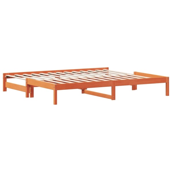 vidaXL Uttrekkbar dagseng voksbrun 90x190 cm heltre furu