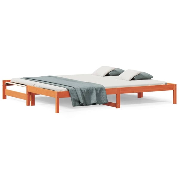 vidaXL Uttrekkbar dagseng voksbrun 90x190 cm heltre furu