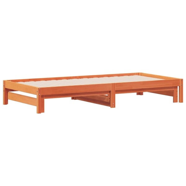 vidaXL Uttrekkbar dagseng voksbrun 90x190 cm heltre furu