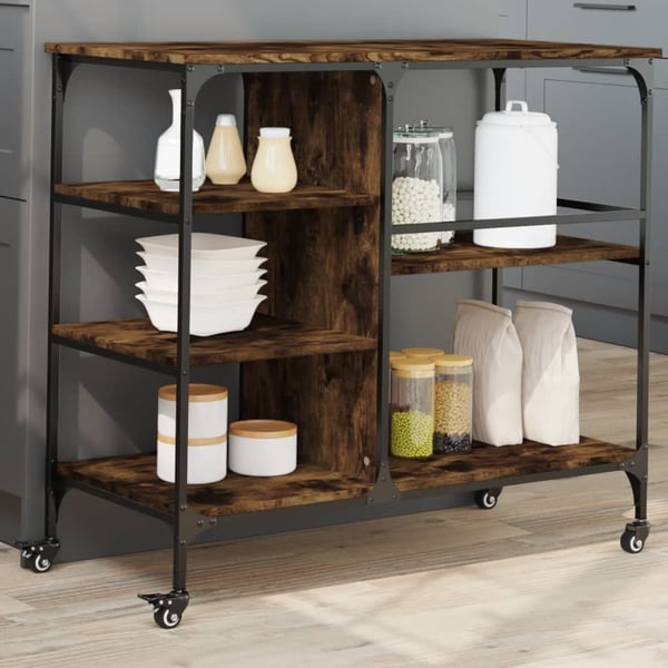 vidaXL Kjøkkentralle røkt eik 100x45x89,5 cm konstruert tre