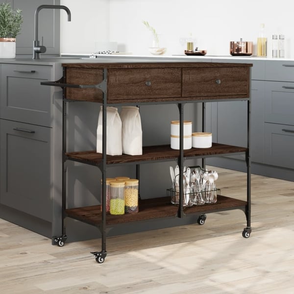 vidaXL Kjøkkentralle brun eik 105x42x95 cm konstruert tre