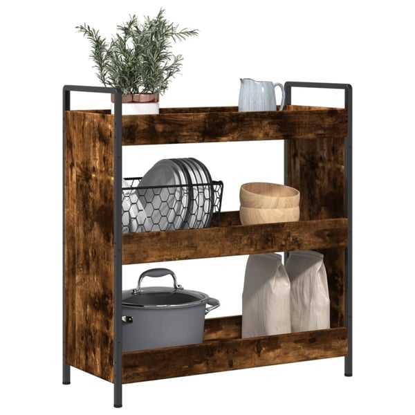 vidaXL køkkenvogn 70x30x82 cm konstrueret træ røget egetræsfarve