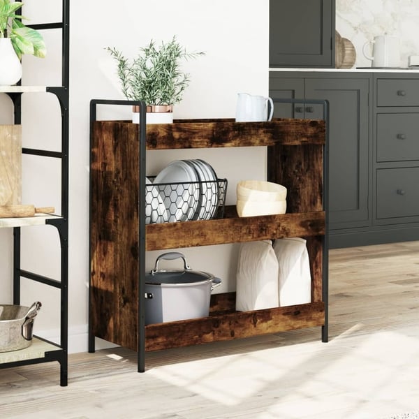 vidaXL køkkenvogn 70x30x82 cm konstrueret træ røget egetræsfarve