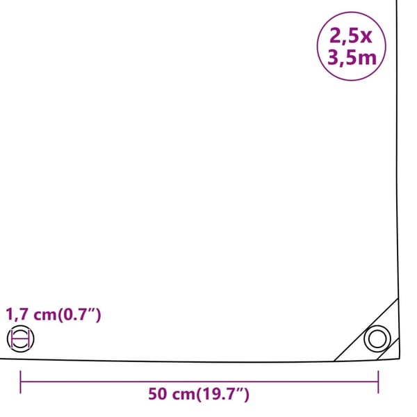 vidaXL presenning 2,5x3,5 m 650 g/m² antracitgrå